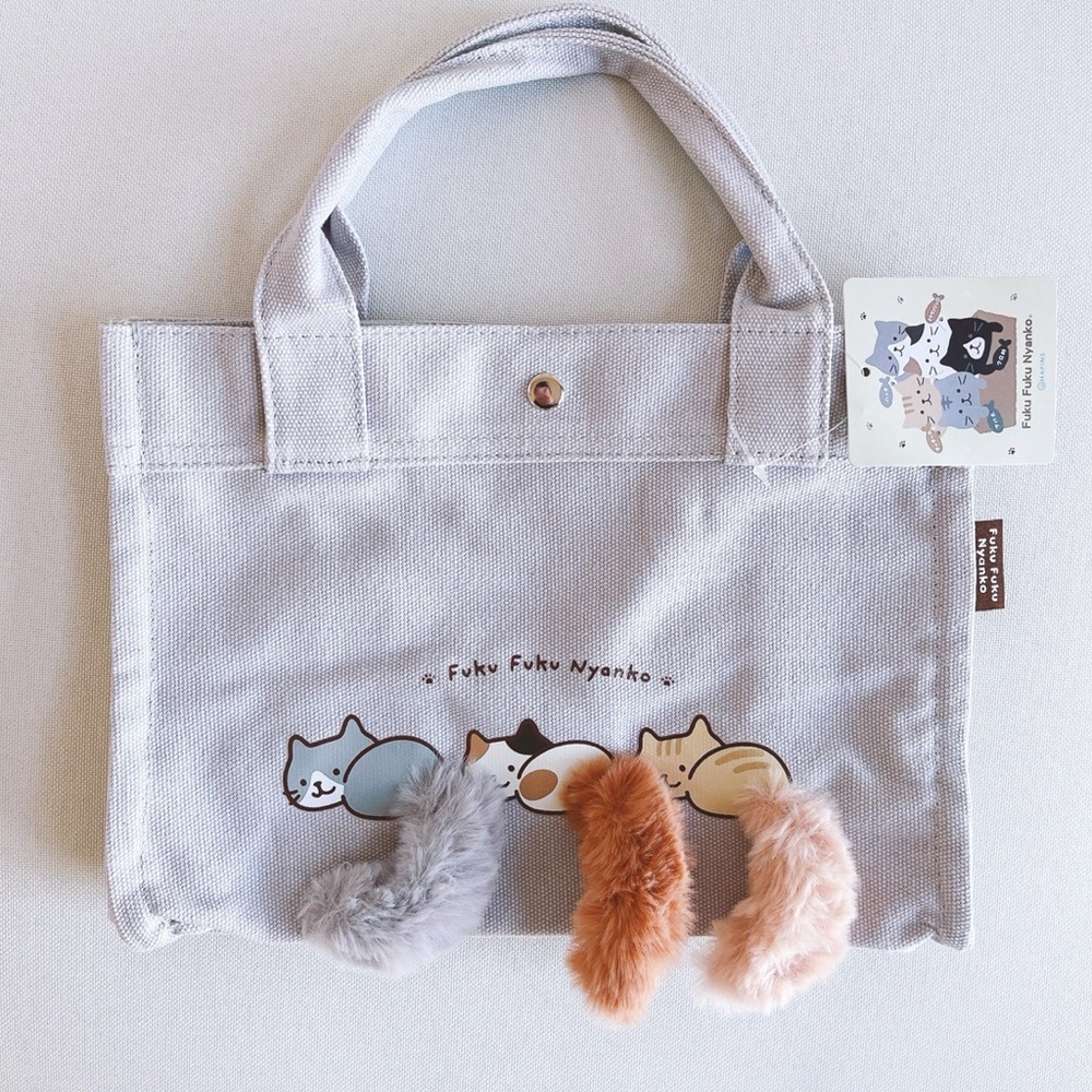 Cute Fuku Fuku Nyanko Tote Bag with Cat Design